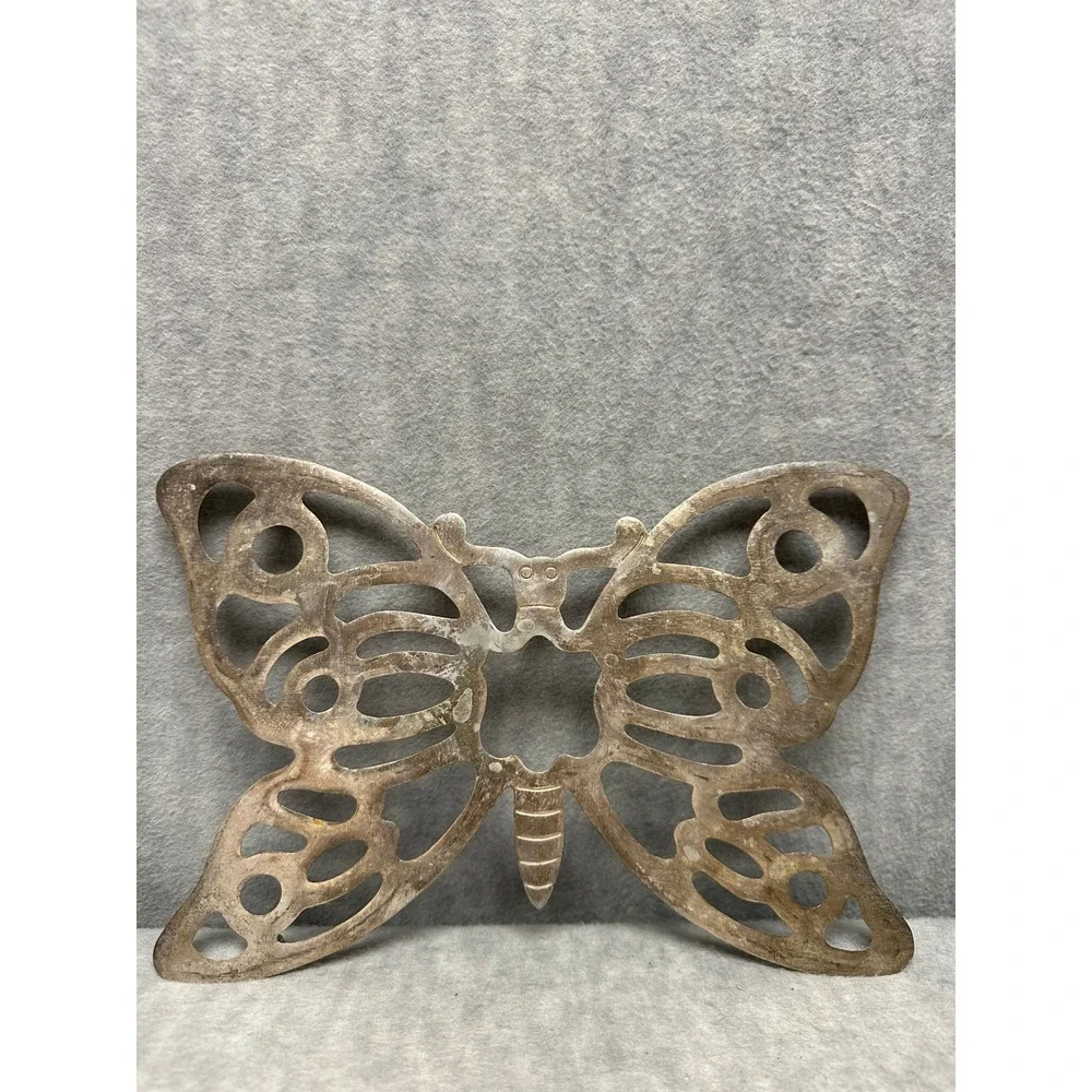 VTG F.B. Rogers Italy Butterfly Trivet Zinc‎ Metal Silver Tone Openwork Kitchen